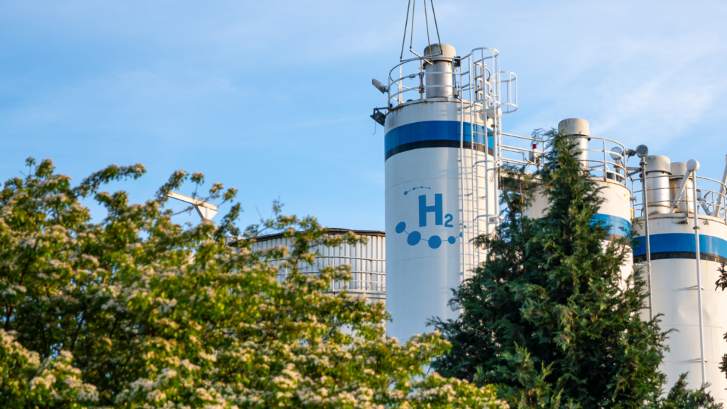 Picture of a hydrogen plant and trees